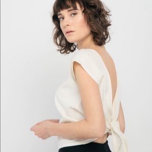 Elizabeth Suzann Maxine Crop size M Ivory raw silk